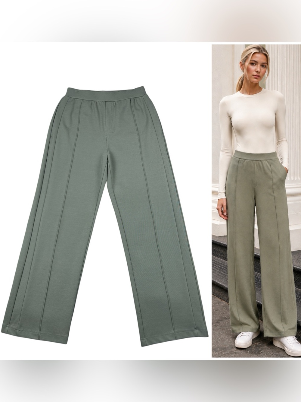 COS Pintucked Straight Leg Trousers Pants XS Pull On Stretch Pockets Minimalist